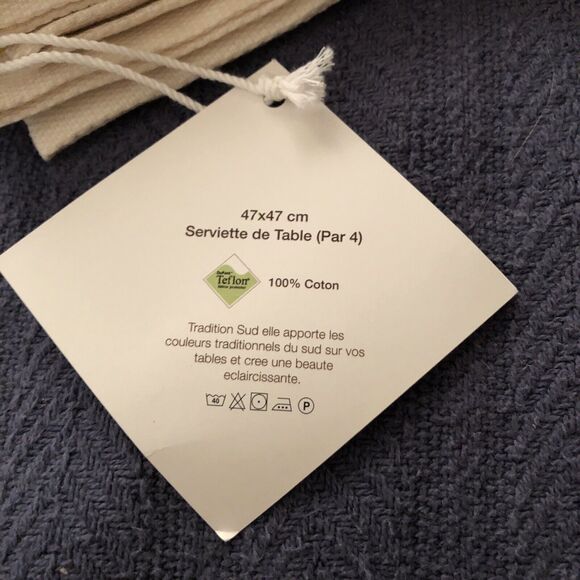 Tradition Sud Home Napkins qty 4 Made In Turkey Cream NWT Cotton Floral - Picture 5 of 6